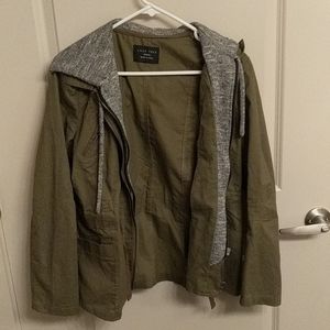 Gray Olive Utility Jacket with cinching waist